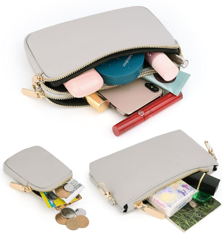 Umhängetasche Damen 3 in 1 Crossbody Bag Damen Breiter Gurt mit Münzbeutel Handtasche mit Abnehmbare