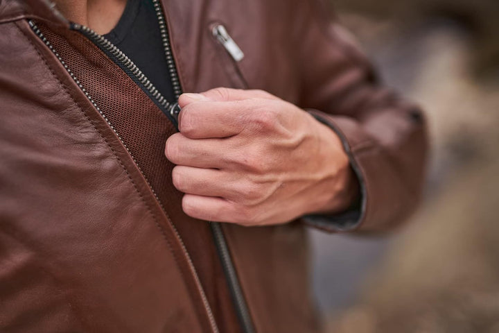 SHIMA HUNTER Motorradjacke Herren | Vintage Biker-Lederjacke Belüftet mit CE Rücken, Schulter und El