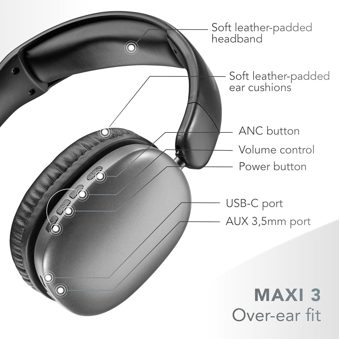 Music Sound MAXI3 Kabellose Over-Ear-Kopfhörer, Aktive Geräuschunterdrückung, Immersiver und Kristal