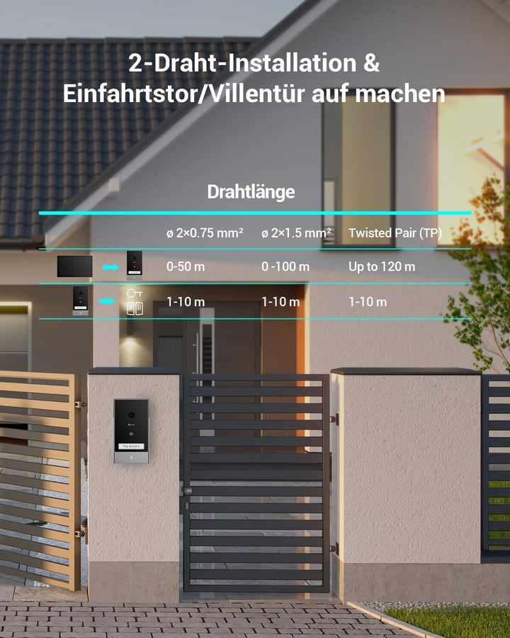 EZVIZ 2K Video Türklingel Kit mit Türsprechanlage & Doppelten 7-Zoll-Farb-Touchscreens, KI Personene