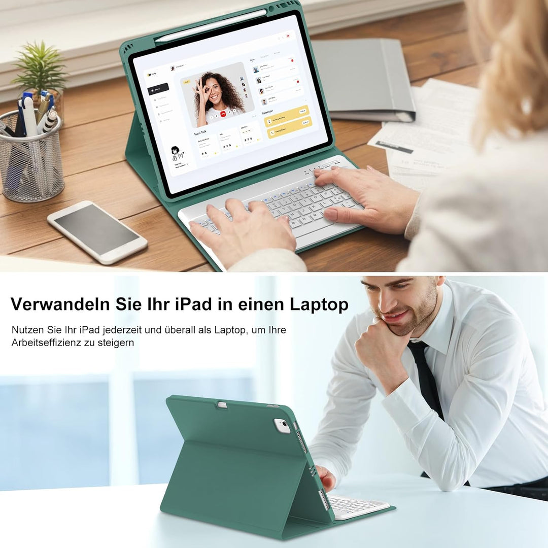 Tastatur Hülle für iPad Air 13 (M3) 2025/iPad Air 13 (M2) 2024, iPad Pro 12.9 6./5./4./3. Gen, Deuts