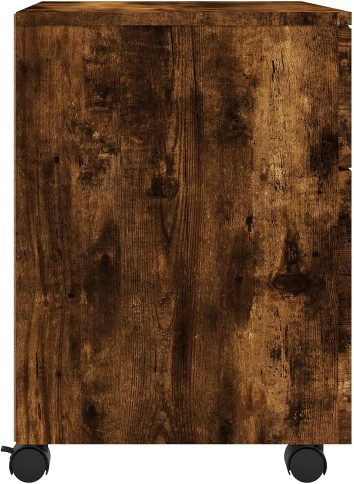 Mobiler Aktenschrank mit Rollen Räuchereiche 45x38x54 cm, Metallschrank, Werkstattschrank, Werkzeugs