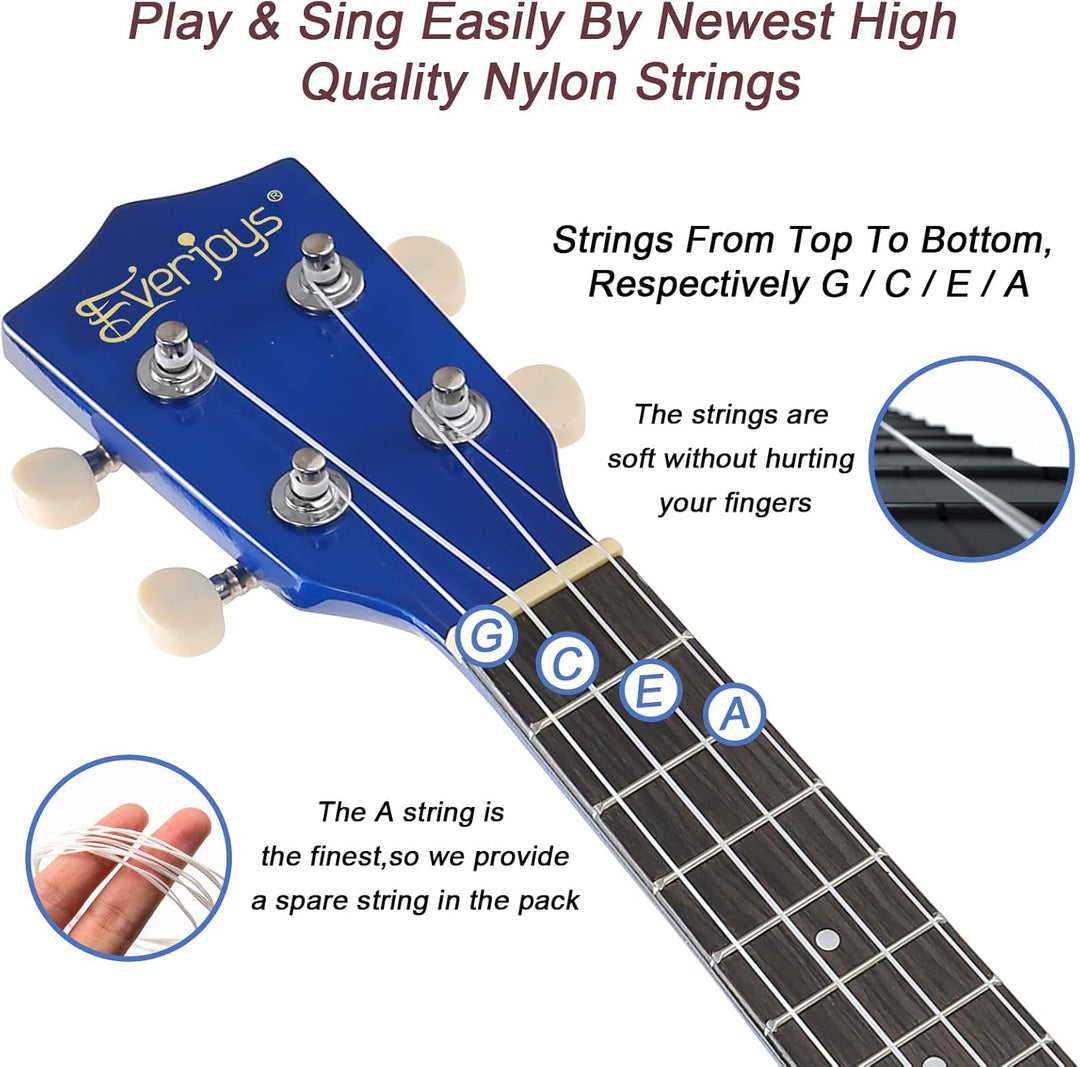 Sopran-Ukulele Anfängerset für Kinder Erwachsene Studenten mit kostenlosem Online-Unterricht 21 Zoll
