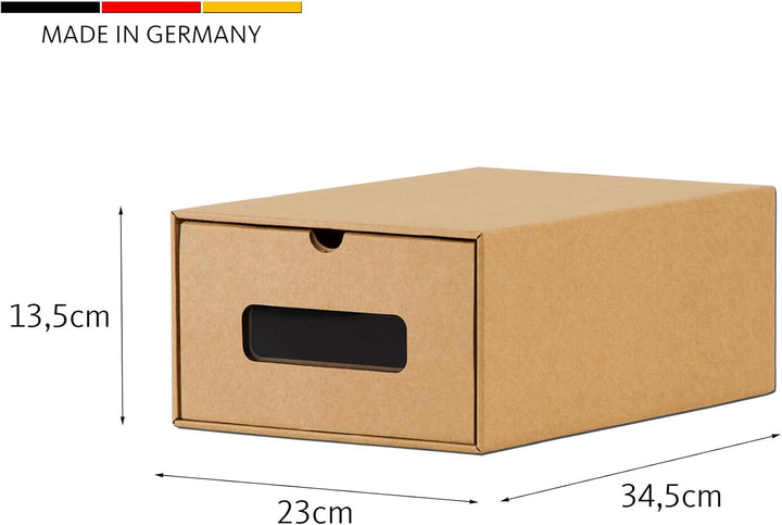 BigDean 30er Boxen-Set mit Sichtfenster & Schublade - Pappkarton aus Kraftpapier - Schuhbox Spielzeu