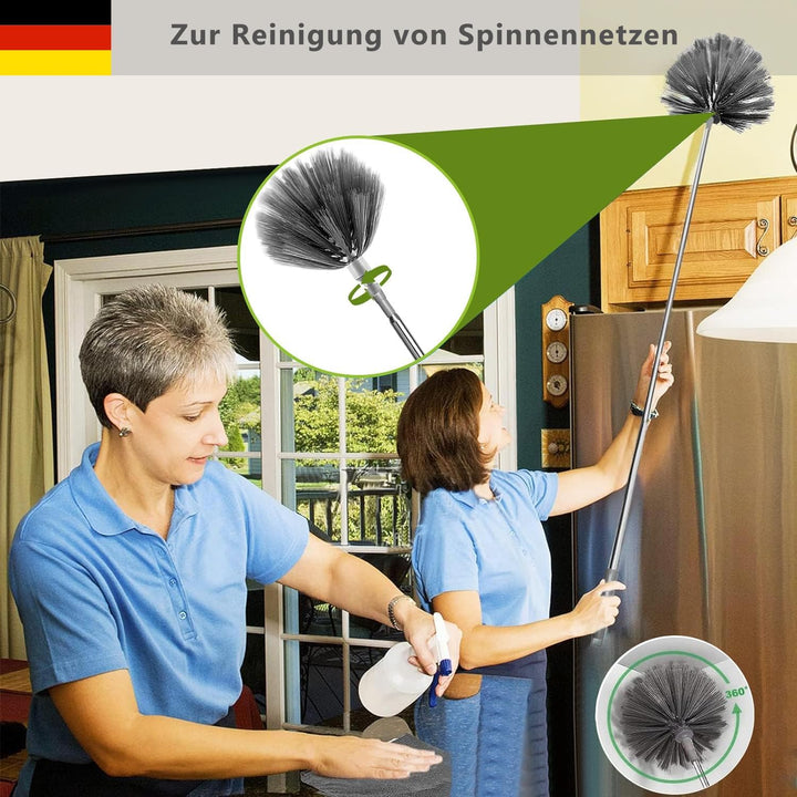 Staubwedel Teleskop Waschbar 6er Set Mikrofaser Köpfe– Staubwedel Lang Ausziehbar Bis 2.5M – Staubwi