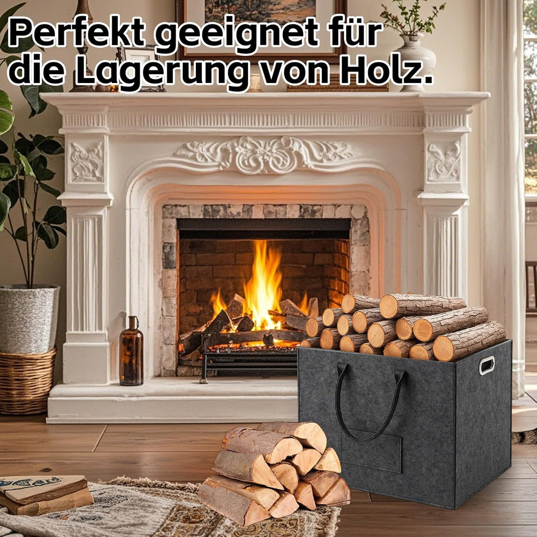 Filztasche, 70L Filz Einkaufstasche, Filztasche Kamin Holz Korb Kleidung Spielzeug Werkzeug Camping