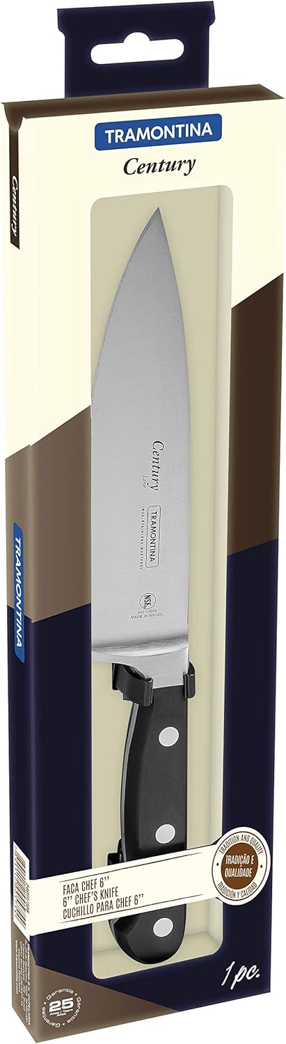 Tramontina Kochmesser CENTURY, 15 cm, Edelstahl DIN 1.4110, schwarz, rostfrei Kochmesser 15 cm, Koch