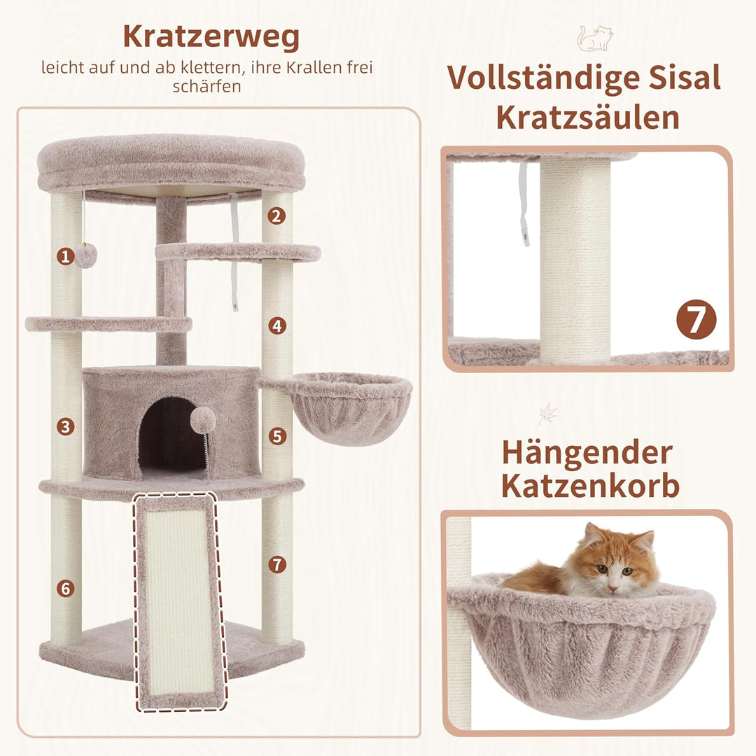 Gitelsnour Eck-Kratzbaum, Katzenbaum für Innenbereich, Mehrstöckiges katzenkratzbaum mit vollständig