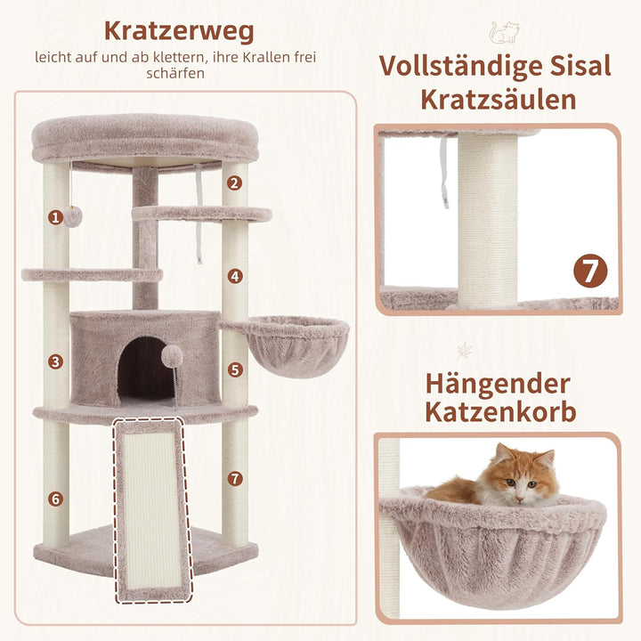 Gitelsnour Eck-Kratzbaum, Katzenbaum für Innenbereich, Mehrstöckiges katzenkratzbaum mit vollständig