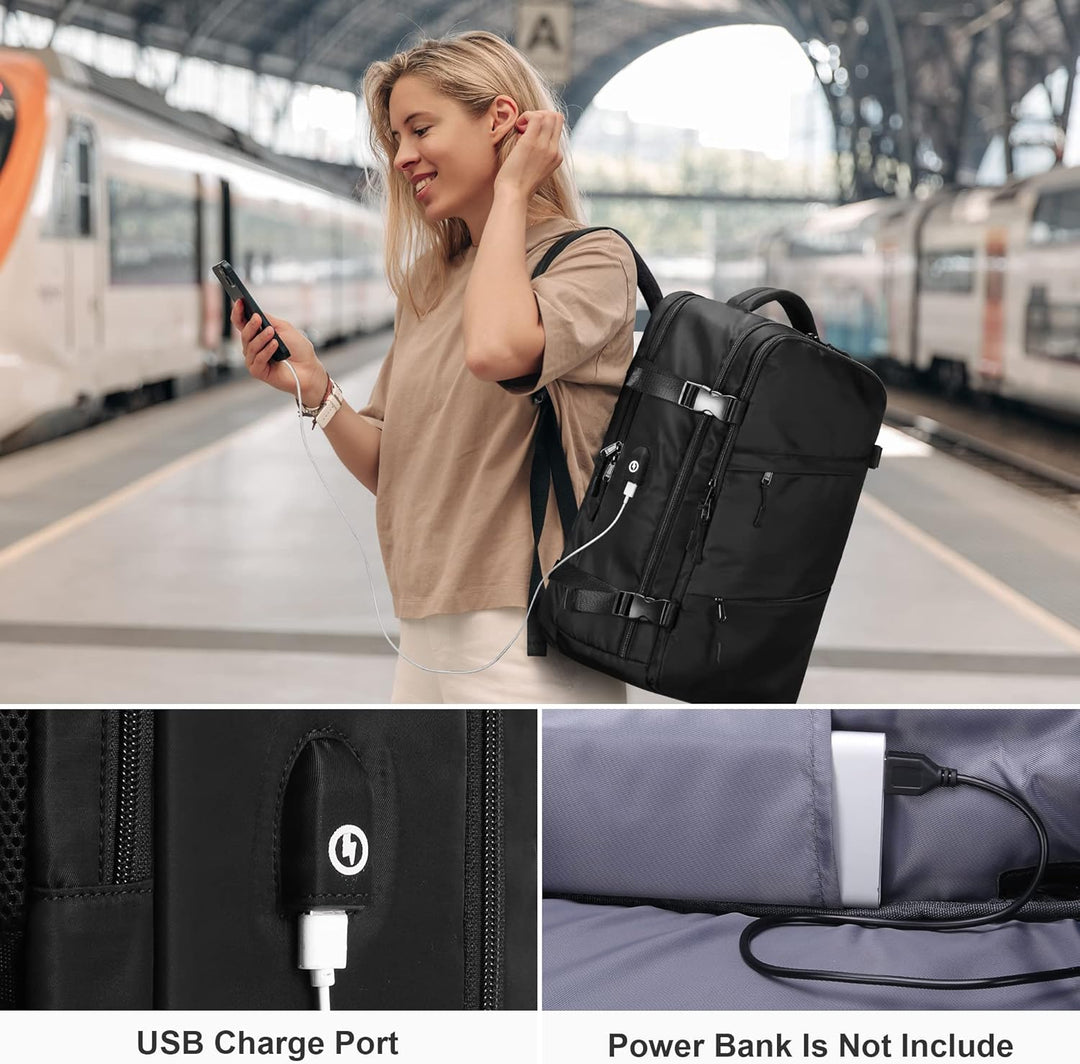 HOMIEE Reiserucksack Damen Herren Handgepäck Rucksack 40L Flugzeug Travel Backpack Reisen Casual Sch