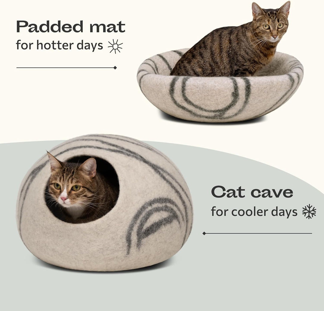 MEOWFIA Katzenbett aus 100% Merinowolle – Handgefilztes, Umweltfreundliches Katzenbett für Katzen &amp;