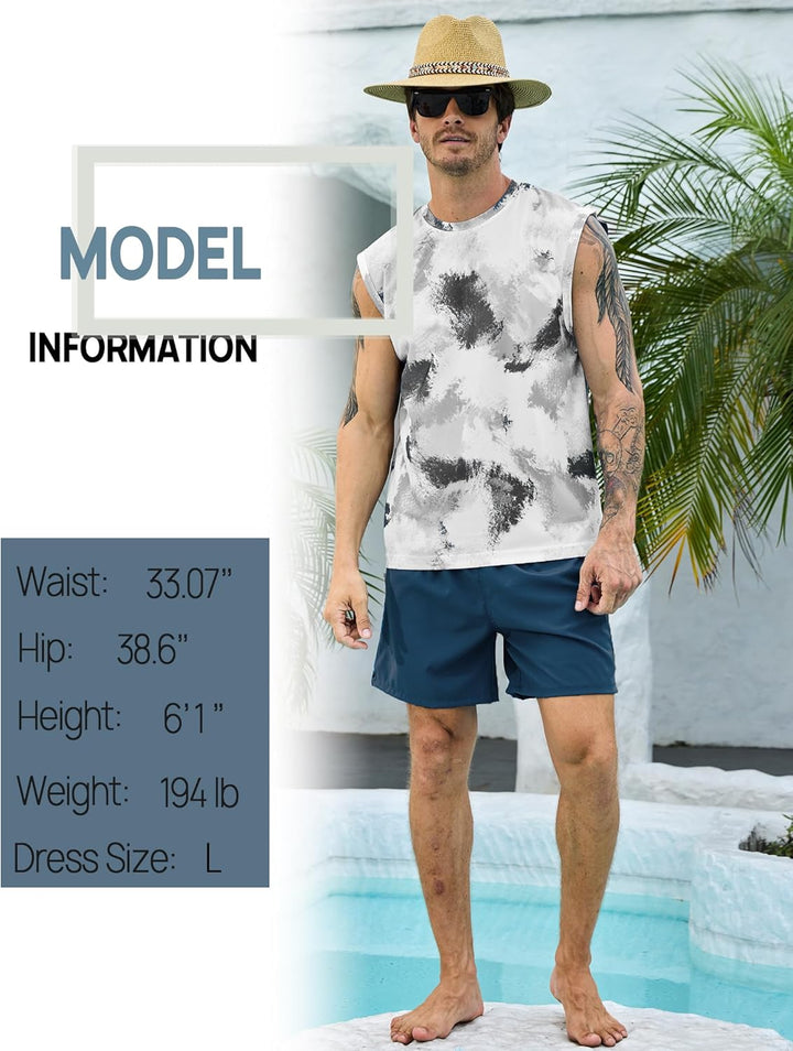KBVOT Badehose Herren mit Kompression Liner Schnelltrocknend Badeshorts Männer Kurz Boardshorts Schw