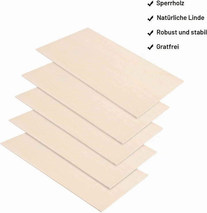 SENENQU 20 Stück Lindenholz 2 mm, 300 x 200 x 2 mm Sperrholzplatte Holz, Sperrholz Holzplatten zum B