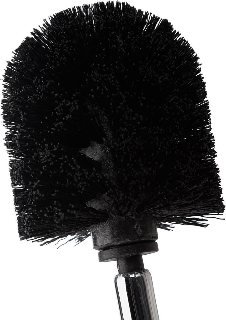 Relaxdays, Toilettenbürste u. Bürstenhalter, HxBxT 66 x 20 x 13 cm, schwarz-Silber WC Garnitur mit T
