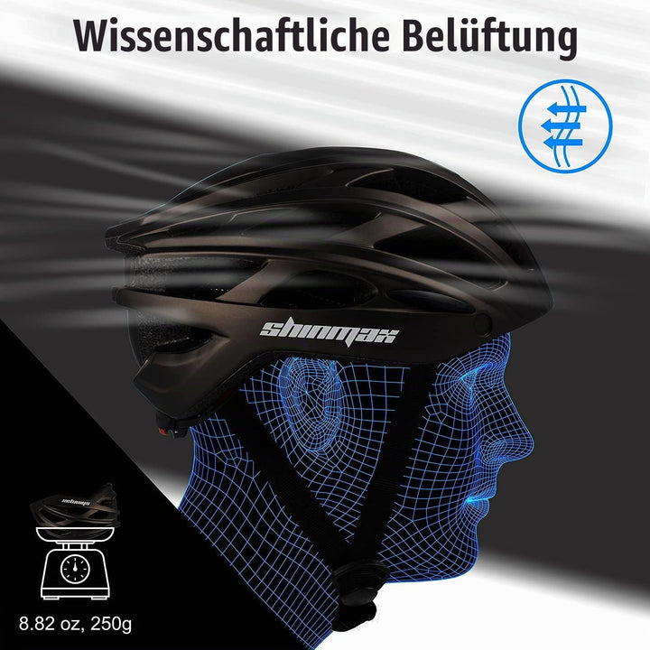 Shinmax Fahrradhelm mit LED-Beleuchtung, Fahrradhelm mit Sicherheitsbeleuchtung, magnetischer Fahrra
