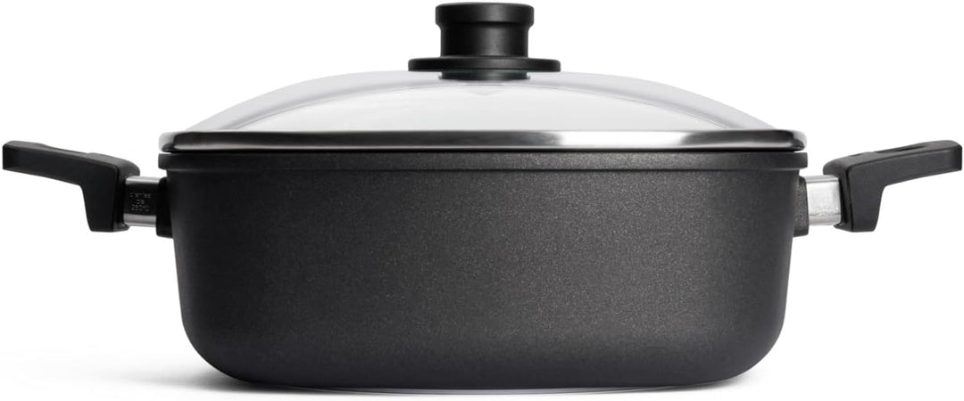 Woll Nowo Titanium Kasserolle viereckig mit Deckel, 28 x 28 cm, 10 cm hoch, 6.0 Liter, mit 2 Seiteng