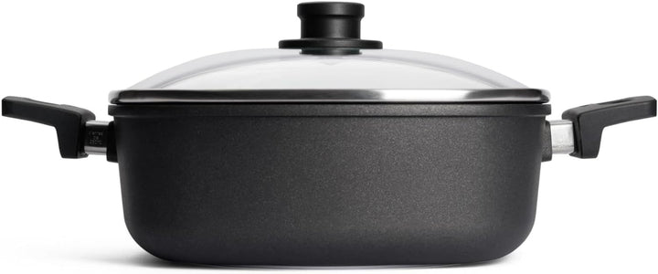 Woll Nowo Titanium Kasserolle viereckig mit Deckel, 28 x 28 cm, 10 cm hoch, 6.0 Liter, mit 2 Seiteng