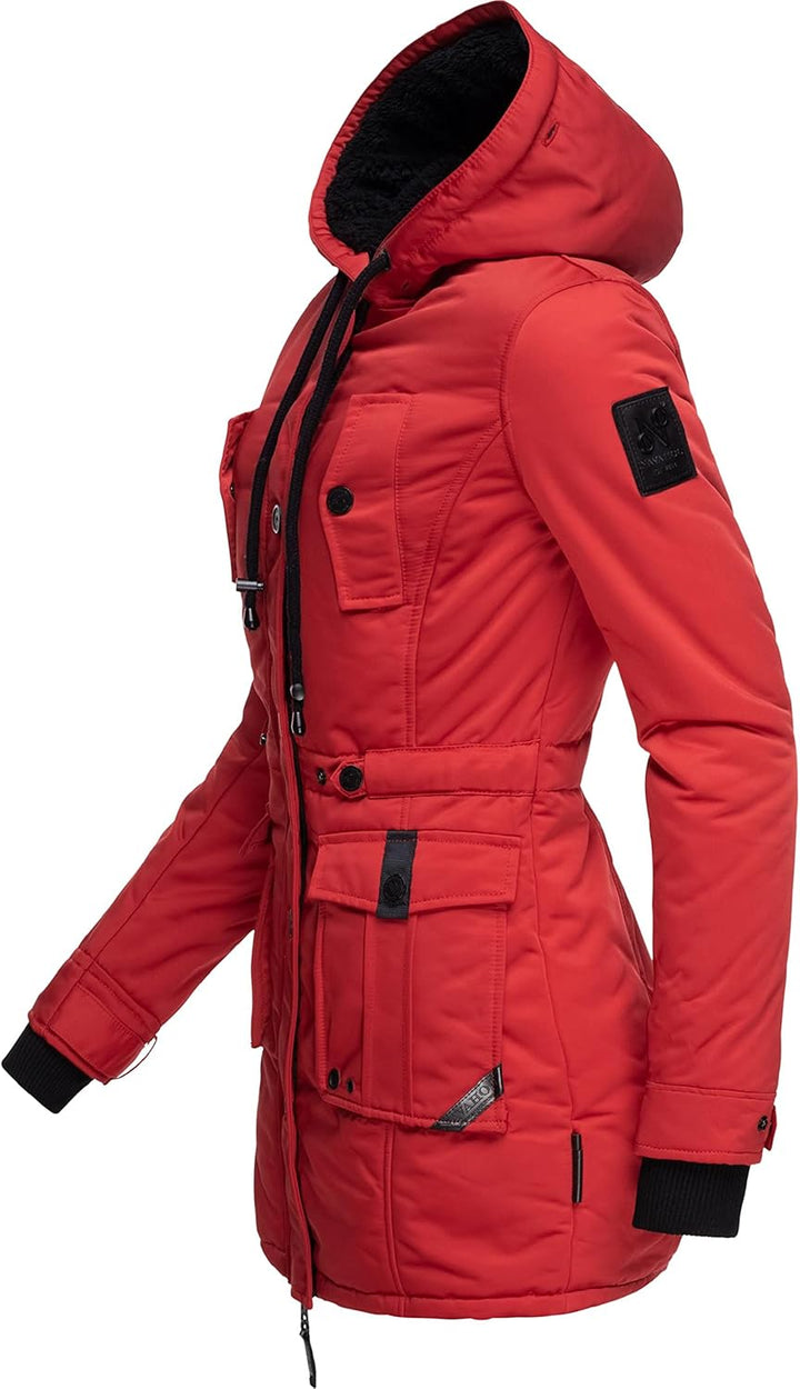 Navahoo Damen warmer Winterparka mit Kapuze Luluna Prc XS-XXL XS Rot, XS Rot