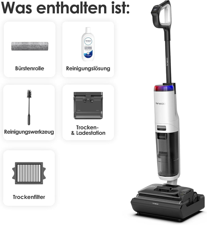 Tineco Floor ONE S7 Stretch Turbo Akku-Nass-Trockensauger, 65 Minuten Laufzeit, 85°C Schnell-Trocknu