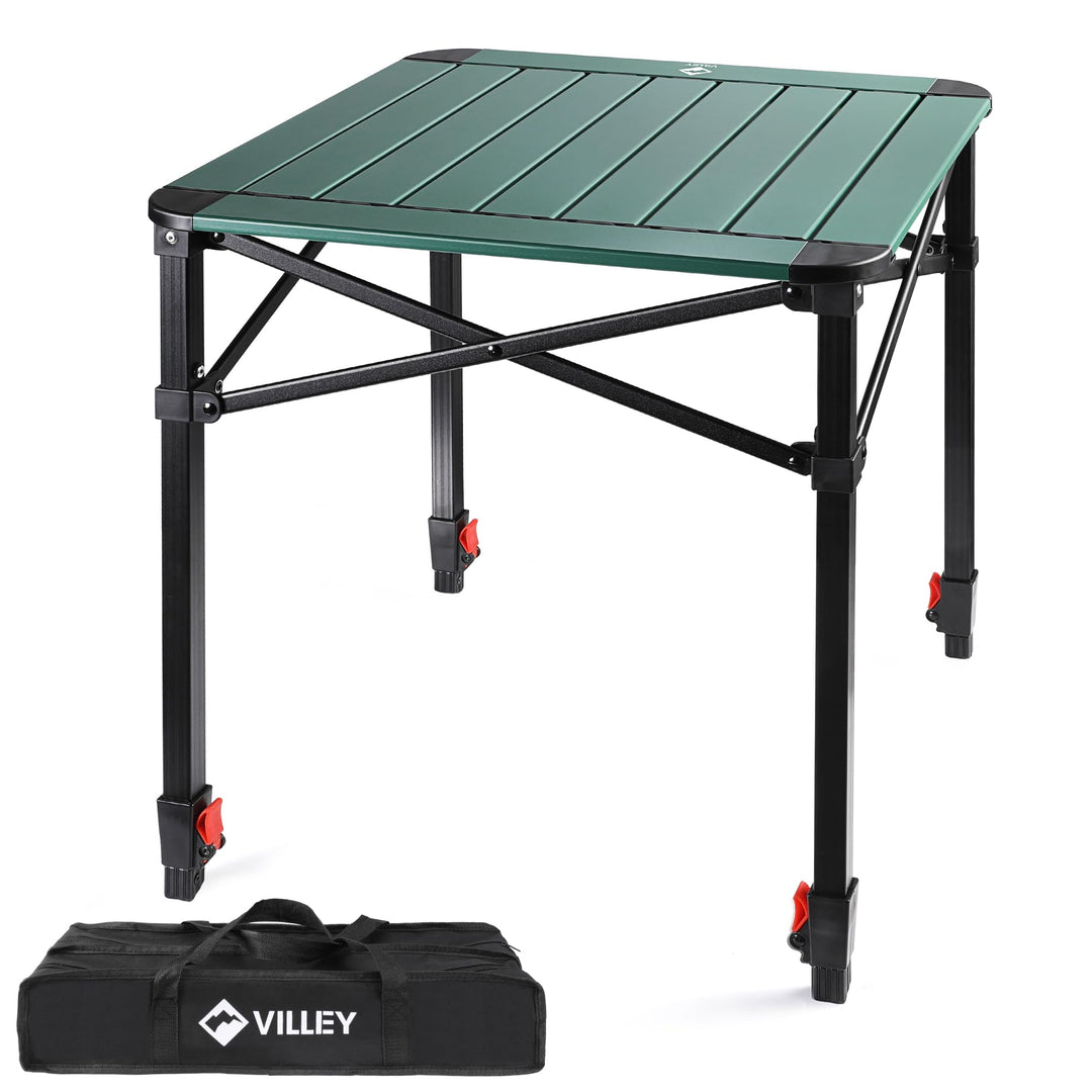 VILLEY Aluminium Klapptisch mit Tragetasche, klappbarer Campingtisch aus Alu, Faltbarer Balkontisch,