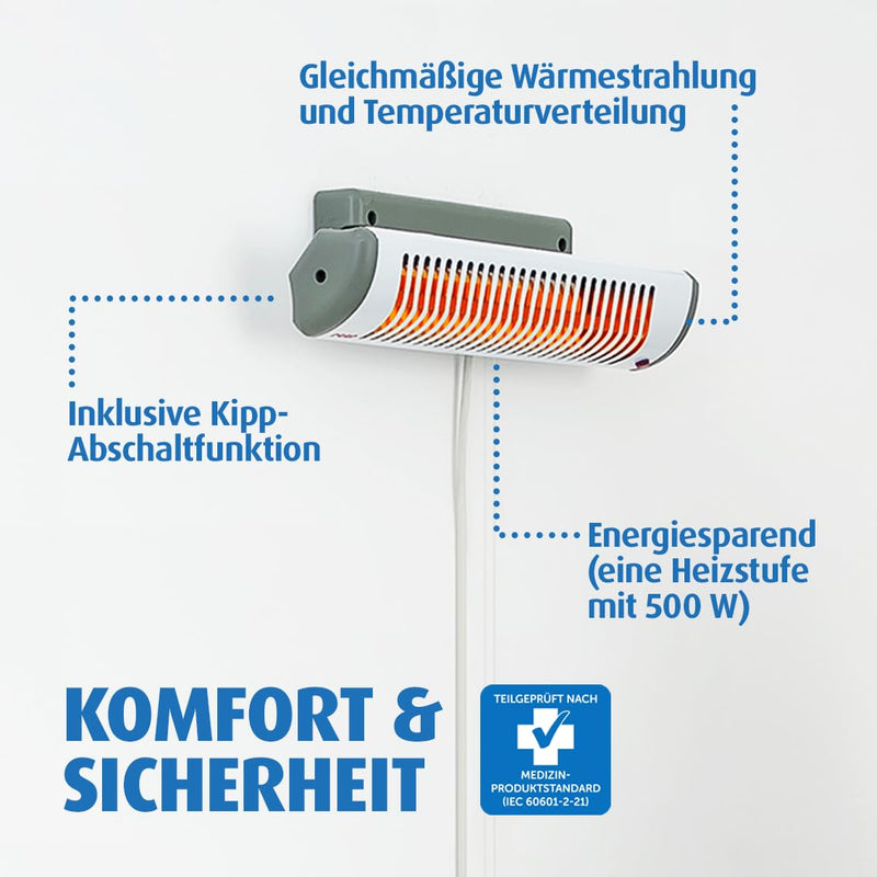 Reer Wickeltischstrahler EasyHeat Flex, Heizstrahler mit Standfuss, Wärmelampe fürs Baby, kompaktes