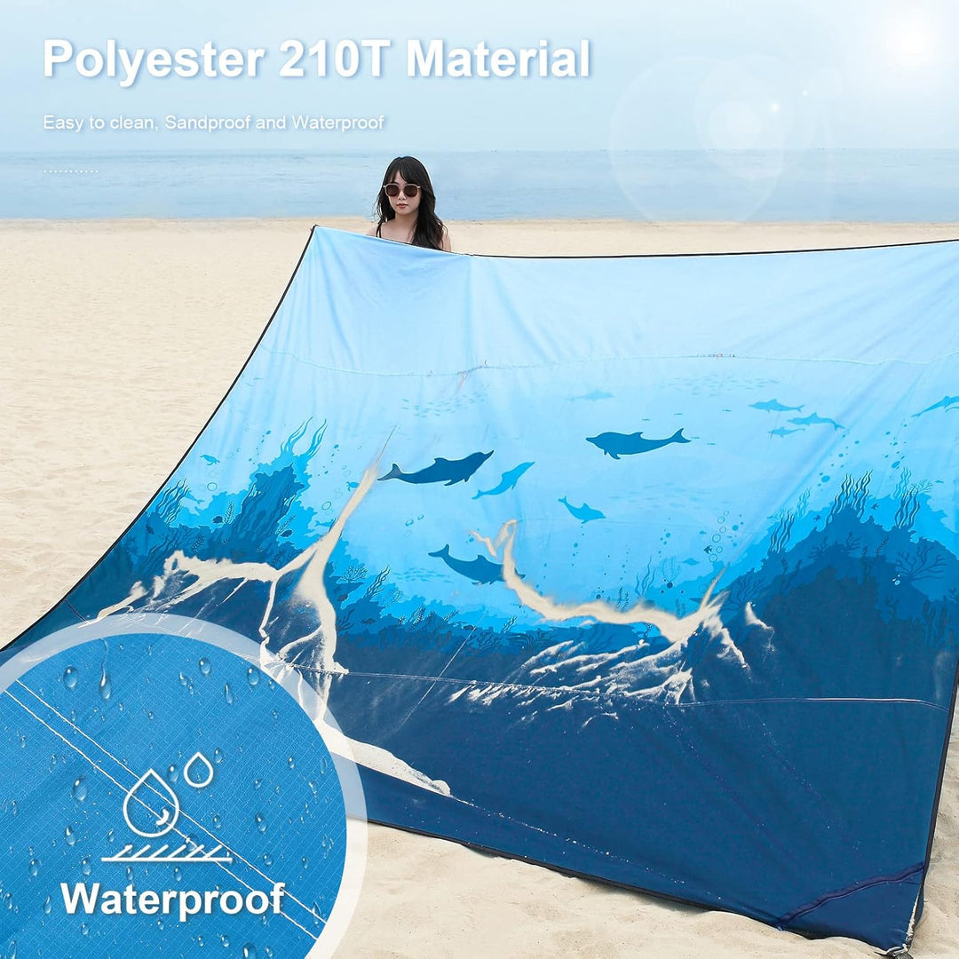 DEWUR Stranddecke sandfrei XXL Strandtuch wasserdicht Strandmatte Picknickdecke gross für Urlaub Str