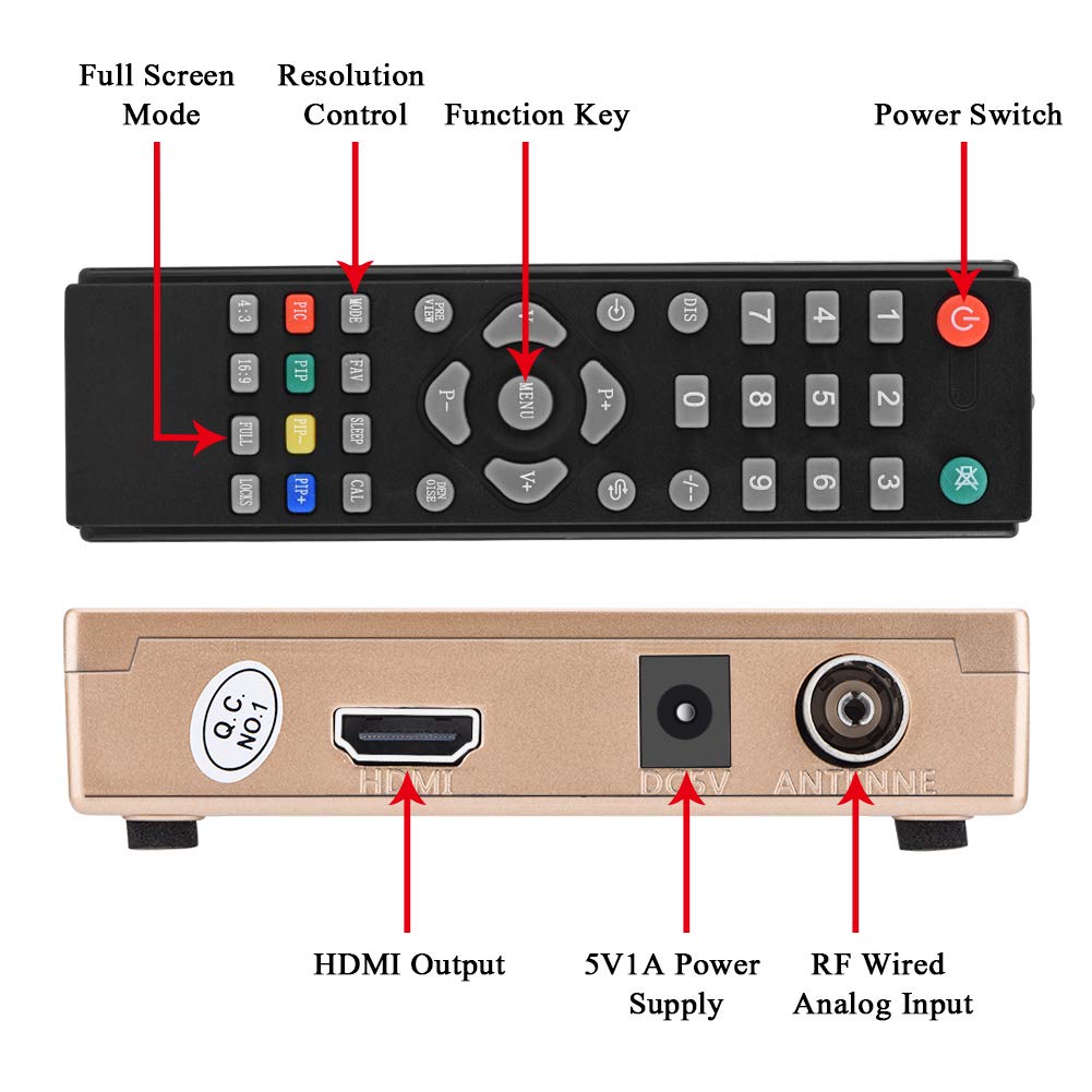 RF-zu-HDMI-Koaxial-Konverter-Box, All-Standard-RF-zu-HDMI-Konverter-Analog-TV-Empfänger-Adapter mit