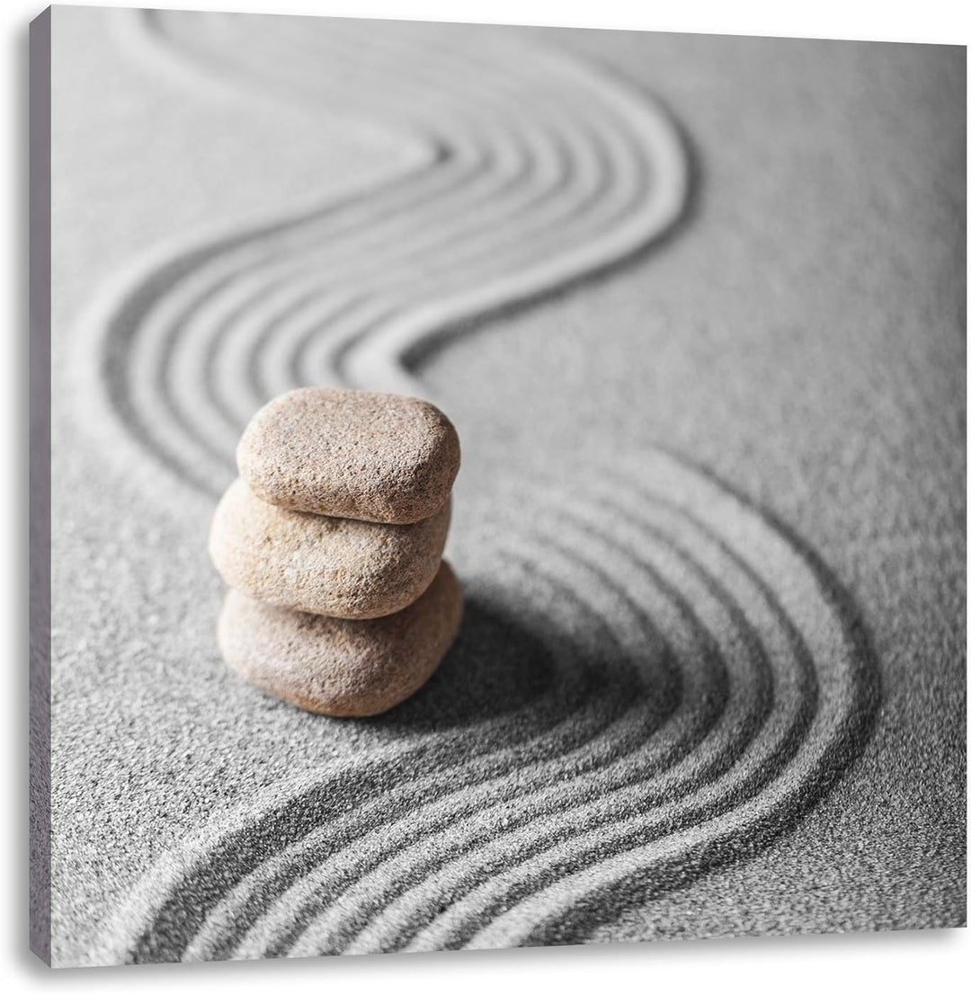 Pixxprint Wellenmuster im Sand als Leinwandbild Quadratisch/Grösse: 70x70 / Wandbild/Kunstdruck/fert