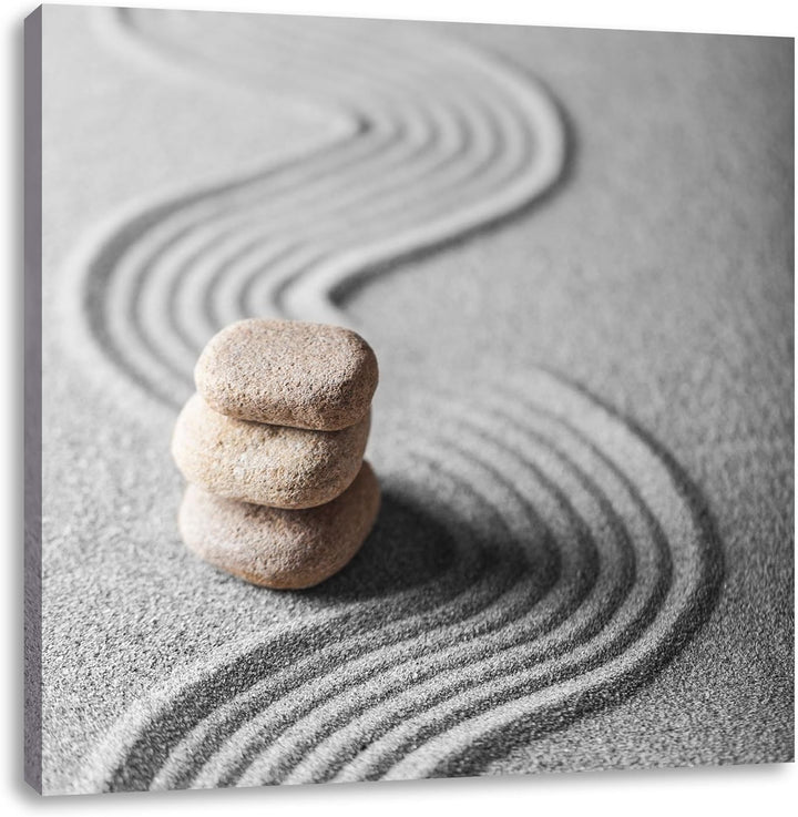 Pixxprint Wellenmuster im Sand als Leinwandbild Quadratisch/Grösse: 70x70 / Wandbild/Kunstdruck/fert