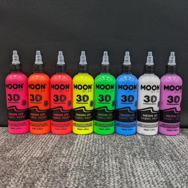 Moon Glow - UV-Neon-Stofffarbe - 125ml - Set mit 8 Farben