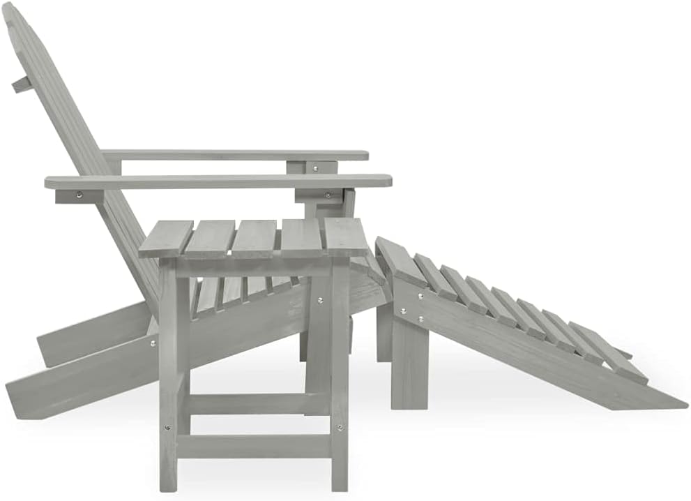 vidaXL Tannenholz Massiv Adirondack Gartenstuhl mit Fussstütze Tisch Deckchair Liegestuhl Gartenmöbe