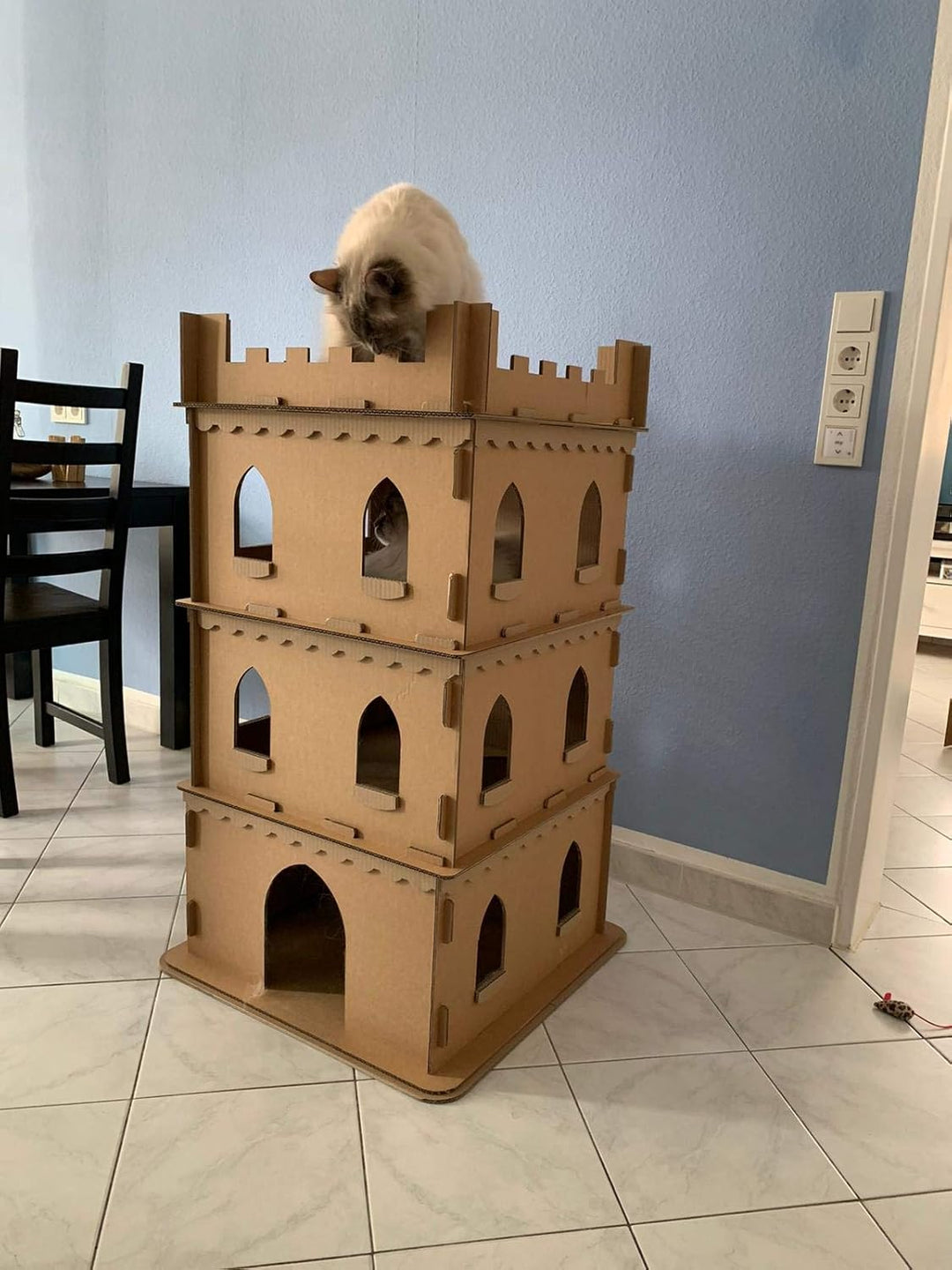 Katzenburg aus Wellpappe, Katzenhöhle, Katzenhaus, Katzenschloss, Katzenbedarf, Katzenkorb, Katzenvi