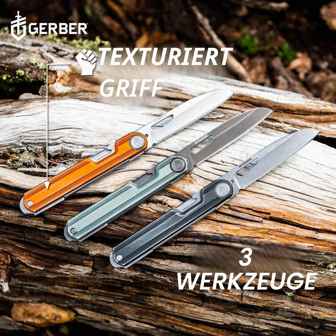 Gerber Taschenmesser mit 4 Funktionen, Multitool mit glatter Klinge, ArmBar Slim Cut, Dunkelgrau, Ed