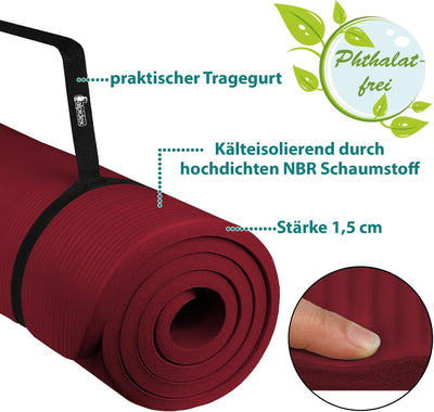 ALPIDEX Yogamatte Extra Dick 1,5cm Gymnastikmatte 3 Grössen rutschfest Phthalatfrei Fitness Matte Tr