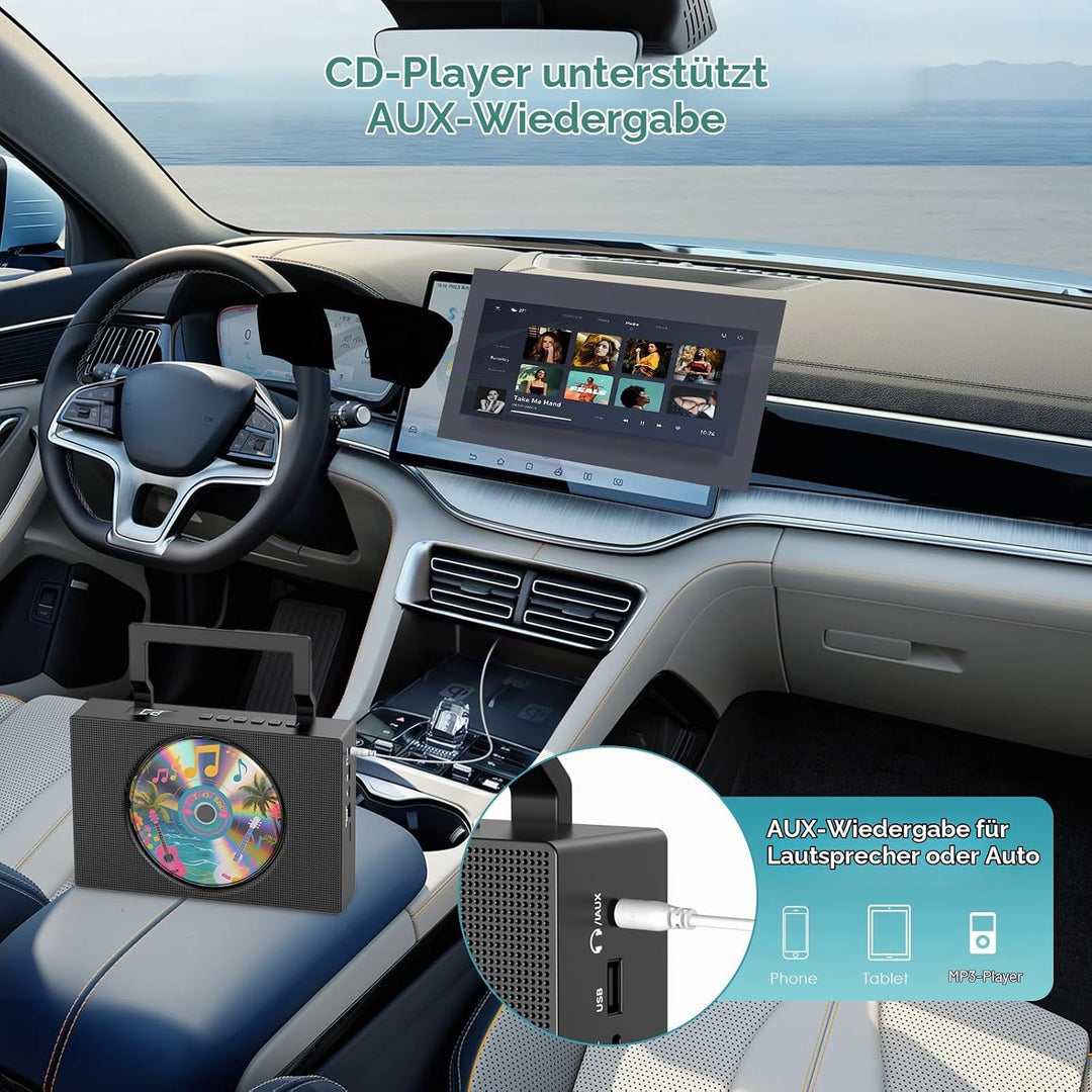 Gueray Radio mit CD Player Tragbar CD-Player Kinder Discman mit Bluetooth Lautsprecher Anzeige Unter