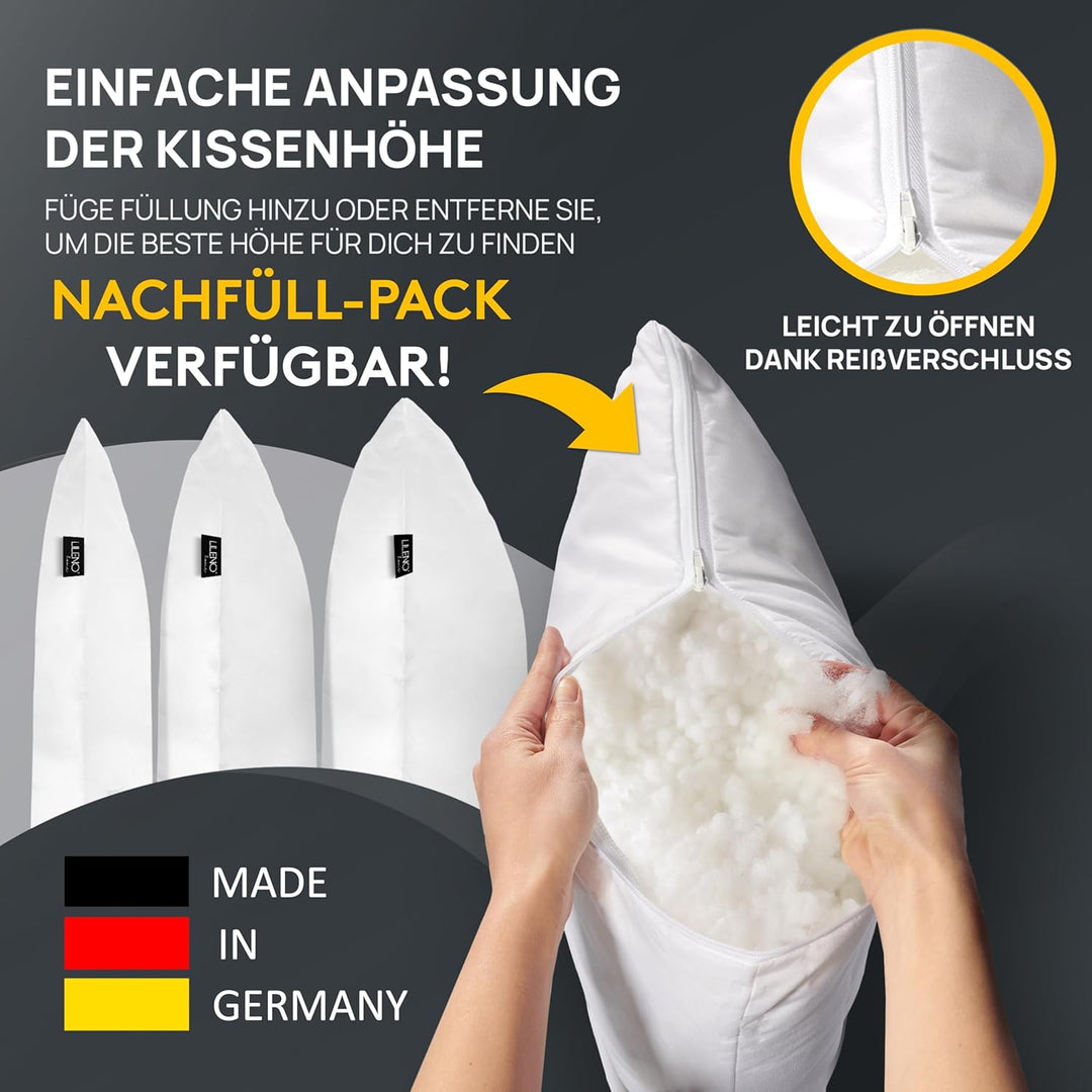 LILENO HOME Microfaser Kissen 50x60 cm [4er Set] bis 95 Grad waschbar mit Reissverschluss - Kopfkiss