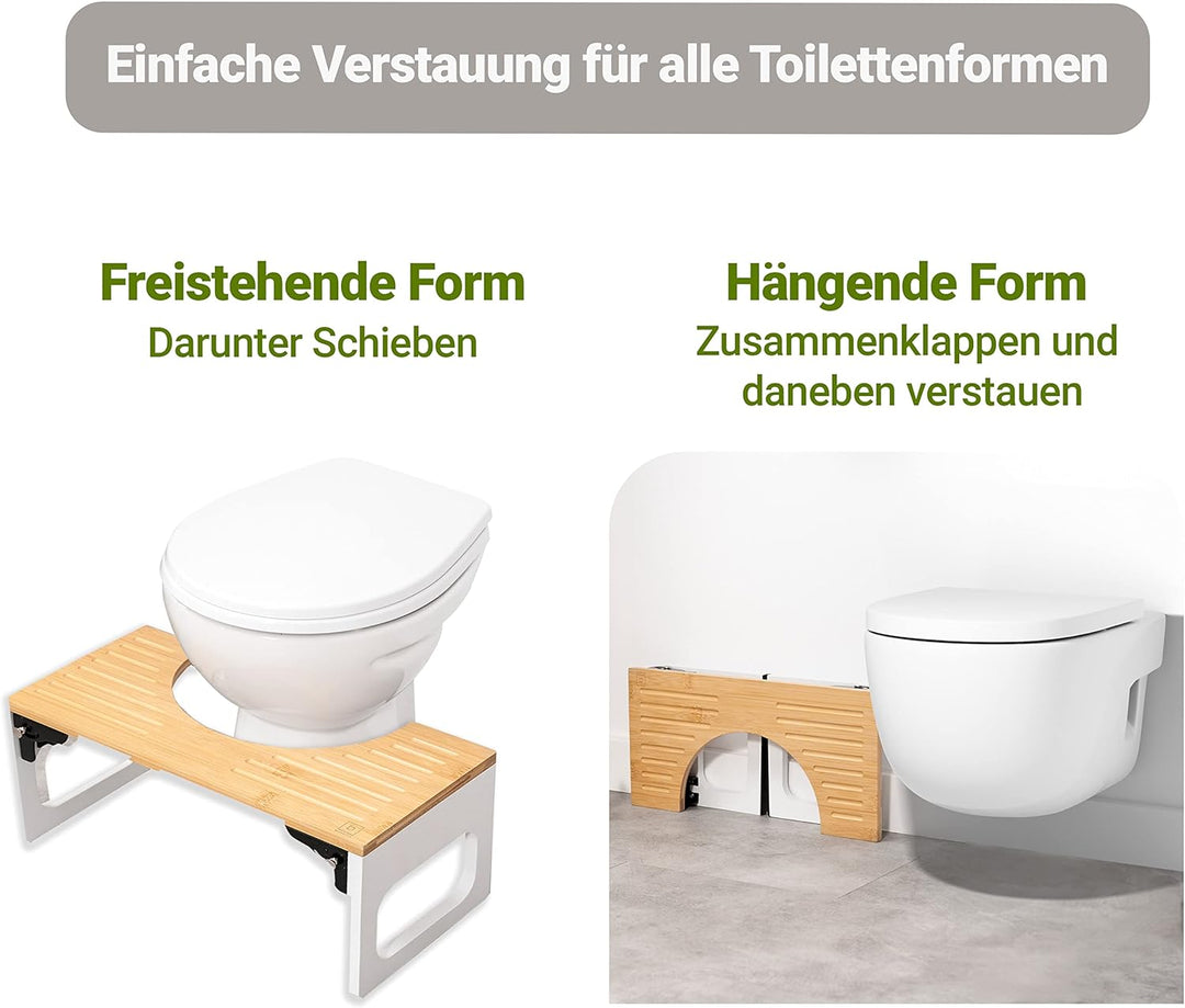 BENKSTEIN Toilettenhocker Erwachsene - Toilettenhocker Holz - Klohocker Toiletten Hocker - WC Hocker