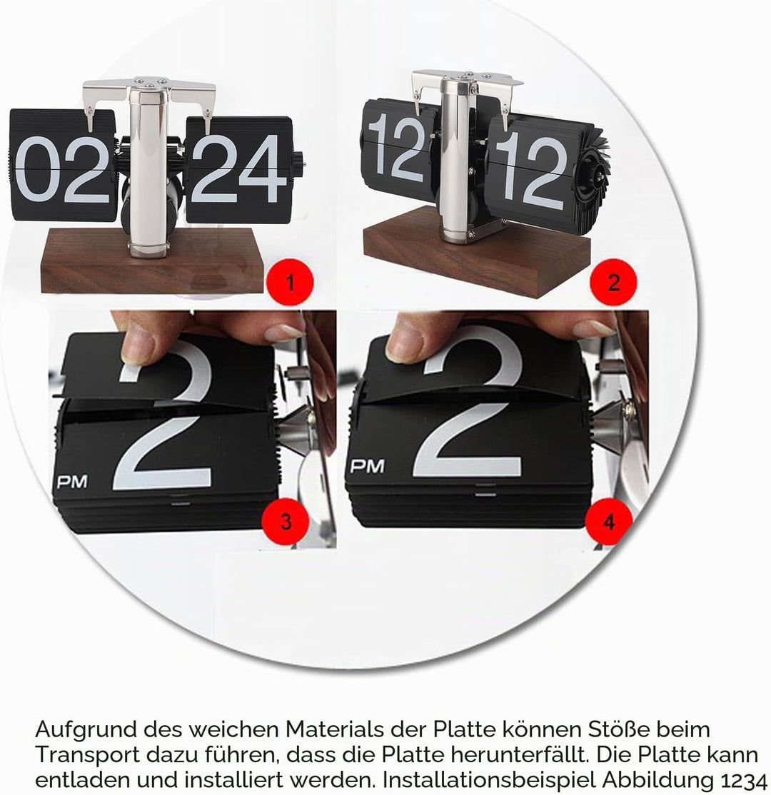 Retro Flip Vintage Schreibtisch Tisch Uhr, mechanische Auto Flip Schreibtisch Uhr grosse Anzahl 24H