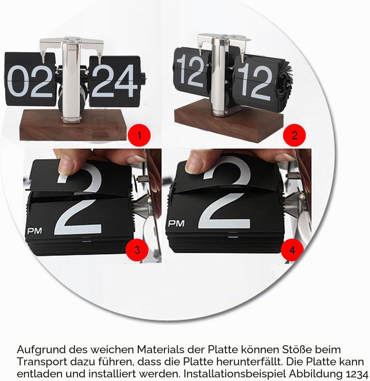 Retro Flip Vintage Schreibtisch Tisch Uhr, mechanische Auto Flip Schreibtisch Uhr grosse Anzahl 24H