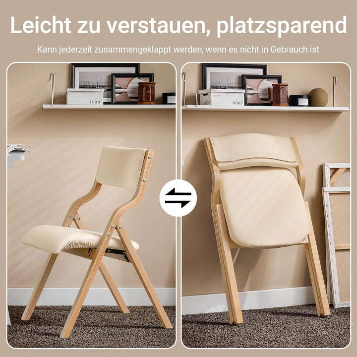 SoBuy FST40-W Klappstuhl Küchenstuhl mit gepolsterter Sitzfläche und Lehne weiss, Weiss