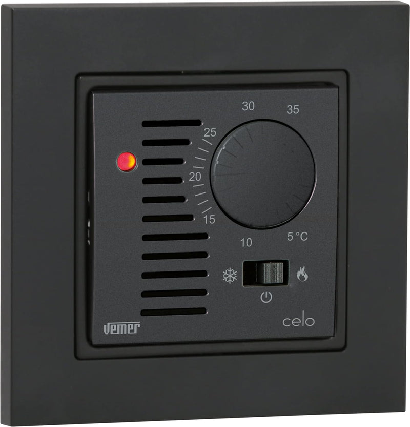 VEMER VE789401 CELO INT - Heizungsthermostat mit Drehknopf, Raumthermostat für Fussbodenheizung, Mon