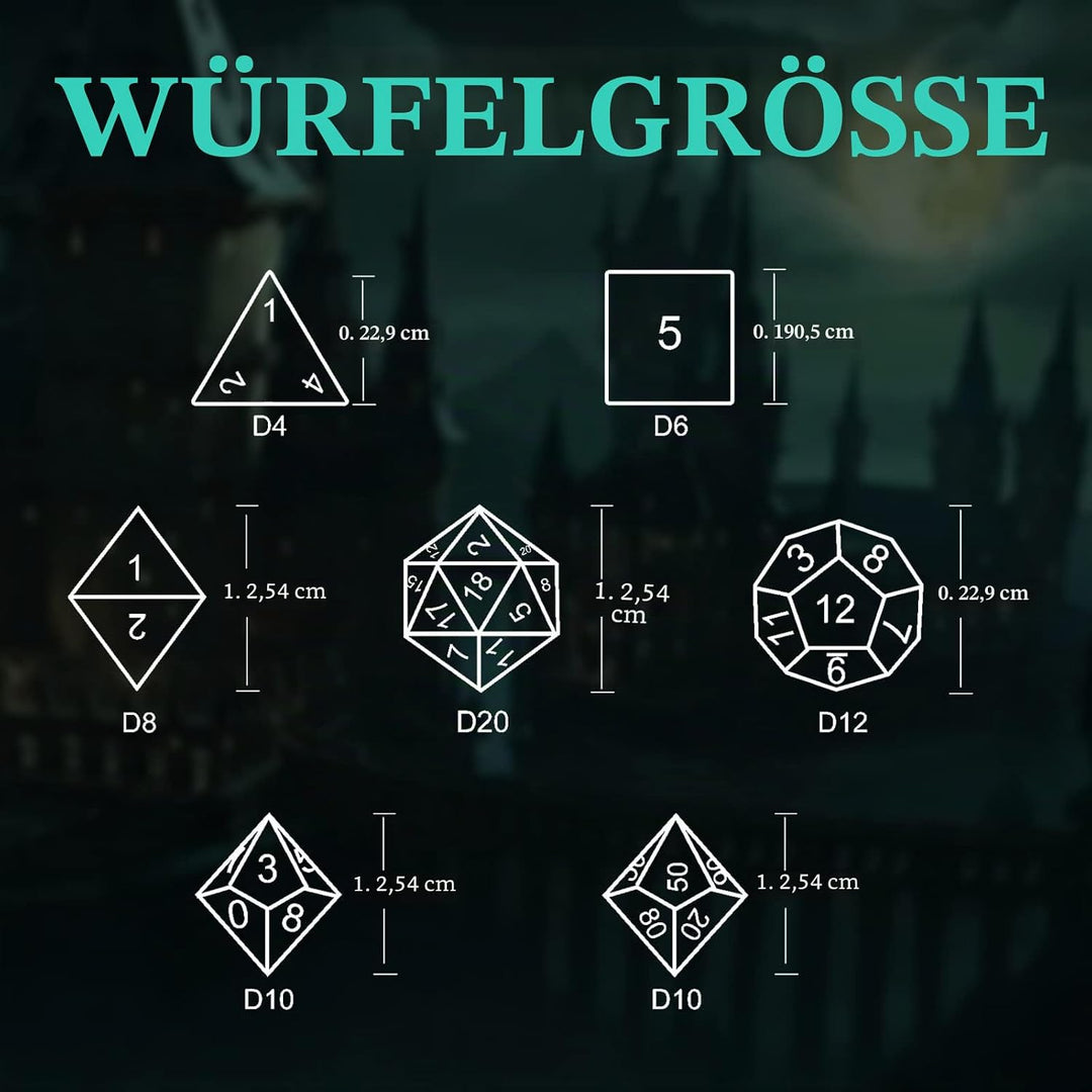 DND Würfel Polyedrische Rollenspiel Würfelset Fluoreszierende Skelette Würfel, Spielwürfel Dungeons