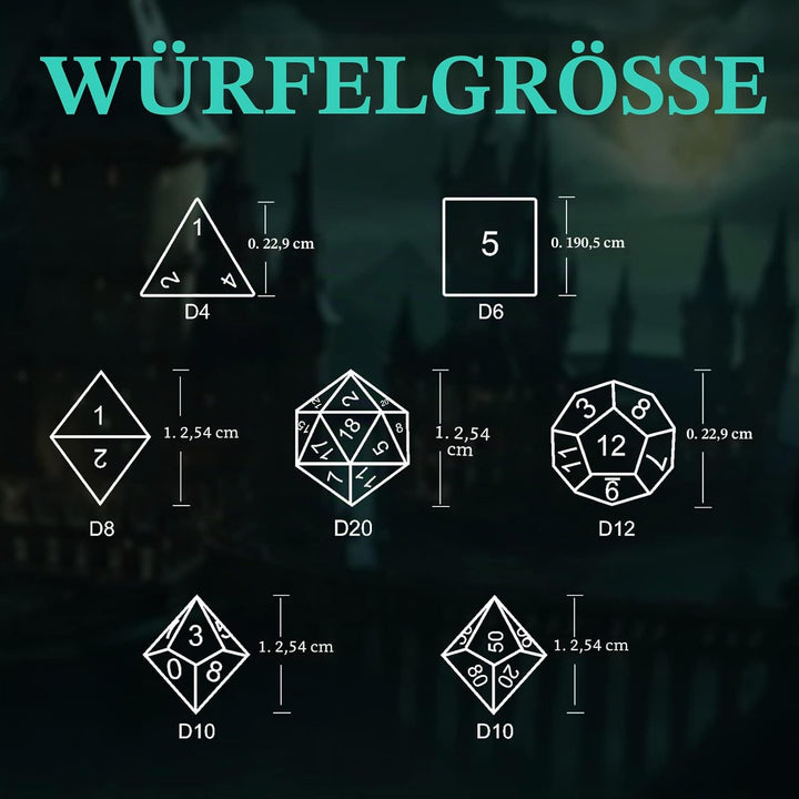 DND Würfel Polyedrische Rollenspiel Würfelset Fluoreszierende Skelette Würfel, Spielwürfel Dungeons