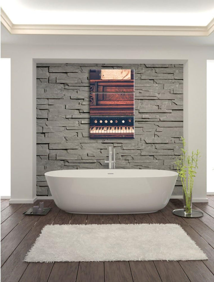 Pixxprint altes Klavier Schwarz/Weiss 3-Teiler Leinwandbild 120x80 Bild auf Leinwand