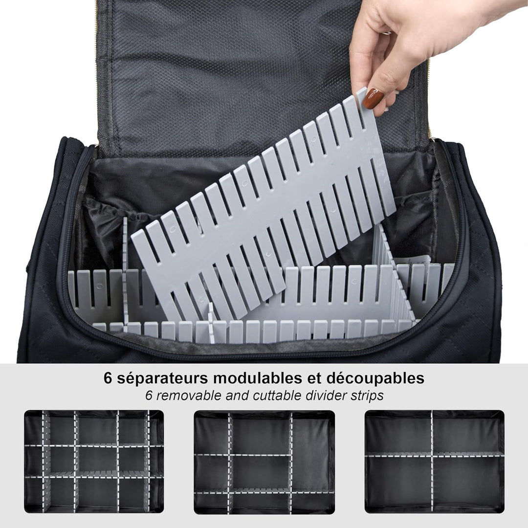 Kosmetiktasche für unterwegs, halbstarr, 25 cm, Kosmetiktasche KINSTON Schwarz, Schwarz