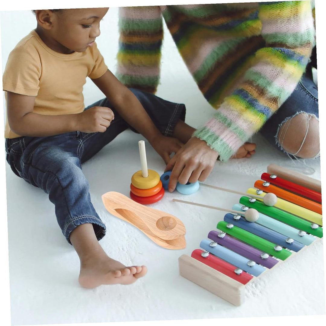 UPKOCH Musiklöffel Satz Aus Holz Und Metall Traditionelles Perkussionsinstrument Für Kinder Ergonomi