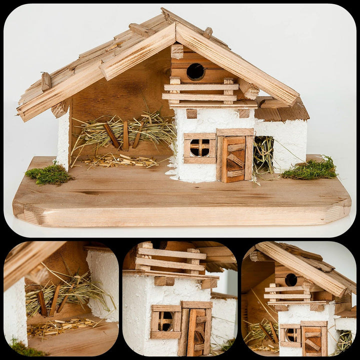 Grosse Weihnachtskrippe Krippe-(W17+KF7)- mit Figuren ca. 6 cm- Krippenstall Weihnachten-Weihnachtsk