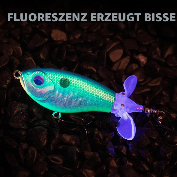 TRUSCEND Topwater Angelköder mit BKK Haken, Whopper Angelköder für Süsswasser oder Salzwasser, Schwi