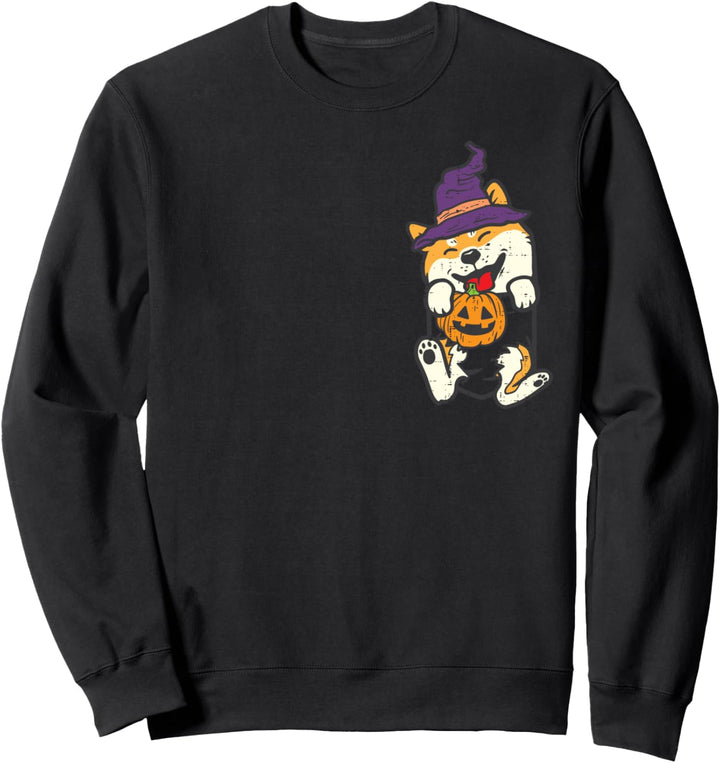 Pocket Shiba Inu Füsse Hexe Kürbis Halloween Japanischer Hund Sweatshirt