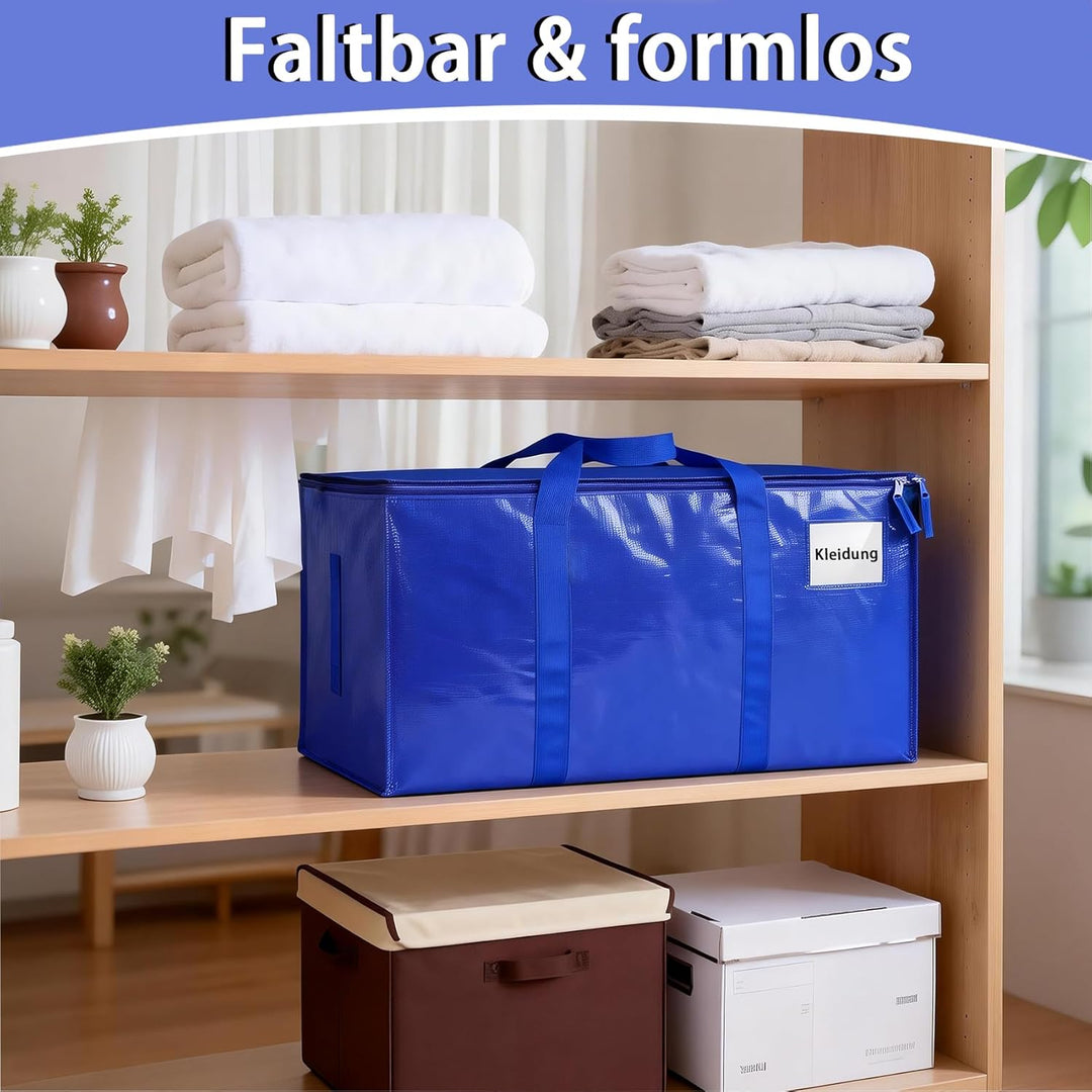 6 Stück 95L Übersized Aufbewahrungstasche,Blau,Aufbewahrungstaschen mit Deckeln,Heavy-Duty Umzugskar